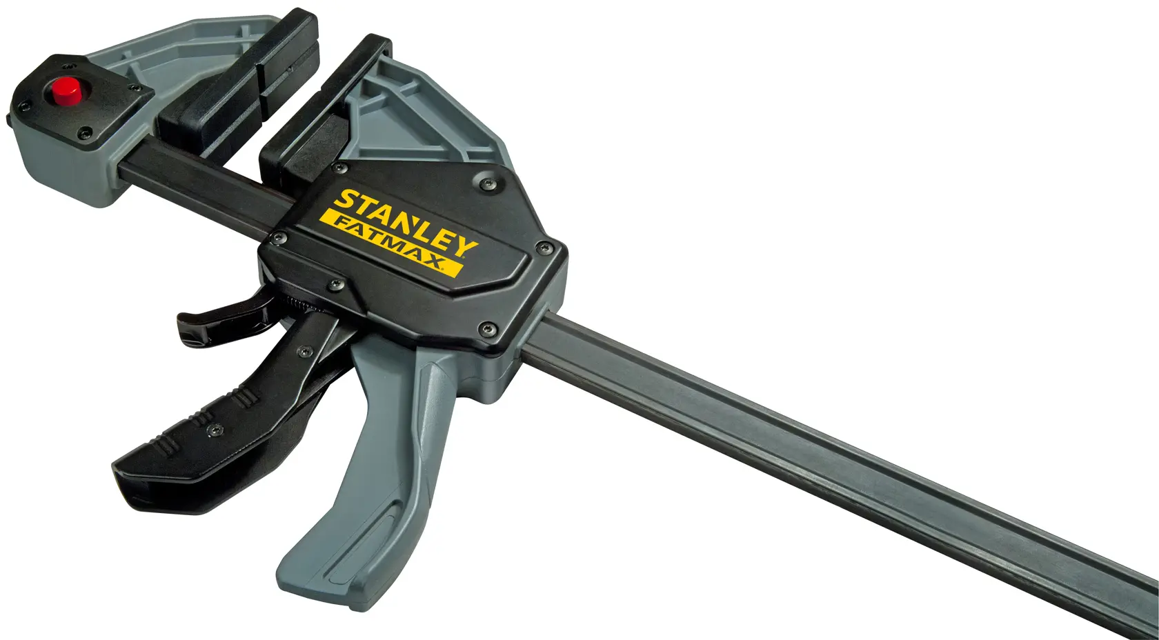 STANLEY FMHT0-83240 clamp, black and gray, front angle photography on white background.