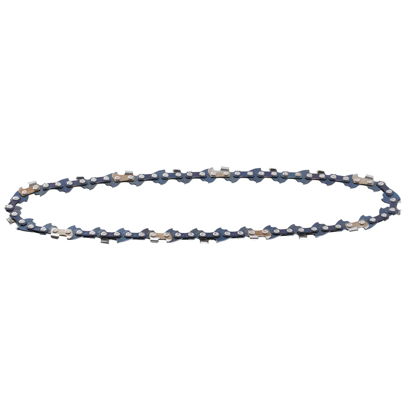 STANLEY STZCS220 chainsaw chain oval top view on white background.
